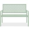 Indoor Outdoor Steel Bench w/ Geometric Backrest, Foot Levelers 