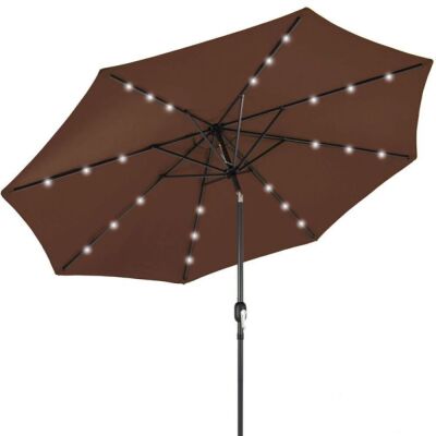 Solar LED Lighted Patio Umbrella w/ Tilt Adjustment, UV-Resistance - 10ft 