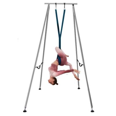 VEVOR 9.6 FT Height Inversion Yoga Swing Stand, Max Capacity 551lbs, with 236in Yoga Swing Inversion Sling Body Bundle Safety Belts 