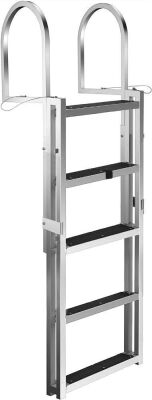 VEVOR Retractable Dock Ladder with Rubber Mat, 44"-92" Adjustable Total Height