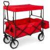 Utility Wagon Cart w/ Folding Design, 2 Cup Holders, Removable Canopy 