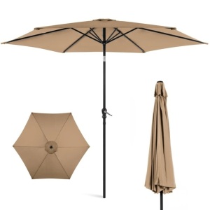 Outdoor Steel Market Patio Umbrella Decoration w/ Tilt, Crank Lift - 10ft 