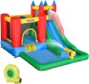 Outsunny 6-in-1 Kids Bounce House Inflatable Water Slide with Pool, Water Cannon, Climbing Wall, Air Blower Included - Dirty from Testing 