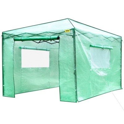 VEVOR 12'x 8'x 8' Pop-Up Greenhouse with Doors & Windows, High Strength PE Cover & Powder-Coated Steel Construction 