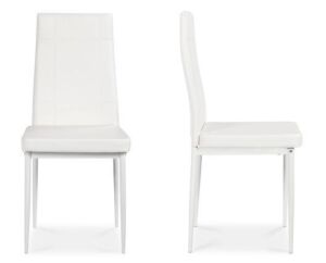 Set of 6 Cushioned White Dining Chairs 