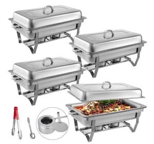 VEVOR 4 Pack Chafing Dish Buffet Set with Folding Frame 8 qt.