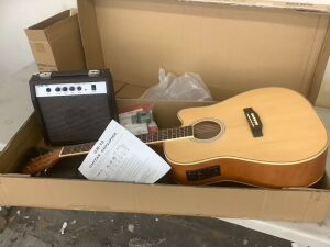 Beginner Acoustic Electric Cutaway Guitar Set w/ Case, Strap 41in - Amp Connection Issues 