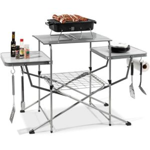 Portable Folding Grill Table w/ Carrying Case, 4 Utility Hooks 