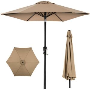 Outdoor Steel Market Patio Umbrella Decoration w/ Tilt, Crank Lift - 10ft 