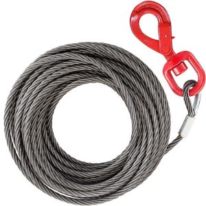 VEVOR Galvanized Steel Winch Cable with Hook, 3/8" x 100', 8800 Lbs Breaking Strength