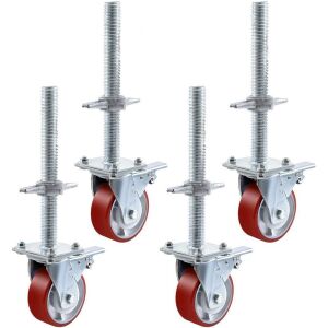 VEVOR 4 Pack 5 Inch Iron Core Polyurethane Swivel Caster with Dual Locking Brake Adjustable Legs 1100LBS Capacity per Wheel