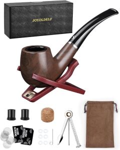 Joyoldelf Tobacco Smoking Pipe with Foldable Pipe Stand Holder