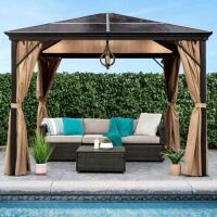 Outdoor Hardtop Gazebo w/ Aluminum Frame, Side Curtains, Netting - 10x10ft&nbsp;