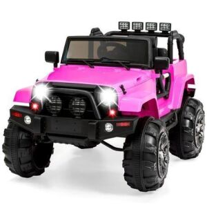 12V Kids Ride-On Truck Car Toy w/ 3 Speeds, LED, Remote, Bluetooth 