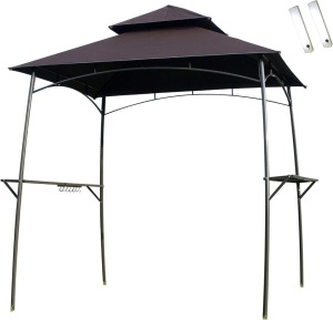 GOJOOASIS Outdoor 2-tier Barbecue Grill Gazebo Canopy Tent, Coffee, 8'