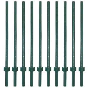 LADECH 7 Feet Sturdy Duty Metal Garden U Post for Fencing, 10 Pack