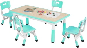 Arlopu Height Adjustable Toddler Table and Chair Set for 4