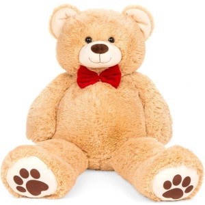 Giant Plush Teddy Bear Stuffed Animal w/ Bow Tie, Paw Prints - 38in 