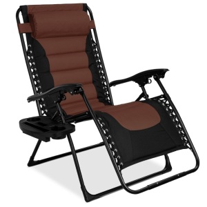 Oversized Padded Zero Gravity Chair, Folding Recliner w/ Headrest, Side Tray 