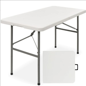 4ft Portable Folding Plastic Dining Table w/ Handle, Lock 