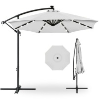 Solar LED Offset Hanging Patio Umbrella w/ Crank Tilt Adjustment - 10ft&nbsp;