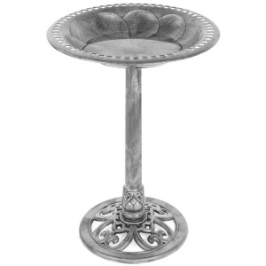 Vintage Outdoor Garden Bird Bath w/ Fleur-de-Lis Accents 