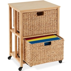 Vertical Rolling File Cabinet w/ Rubberwood Frame, Locking Caster Wheels 