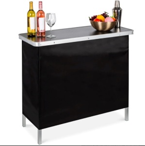 Portable Pop-Up Bar Table w/ Carrying Case, Removable Skirt 