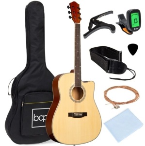 Full Size Beginner Acoustic Guitar Set with Case, Strap, Capo - 41in 