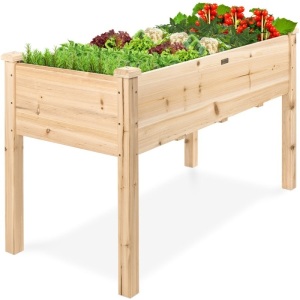 Raised Garden Bed, Elevated Wooden Planter Box w/ Foot Caps - 48x24x30in 