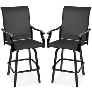 Set of 2 Swivel Barstools w/ 360 Rotation, All-Weather Mesh 