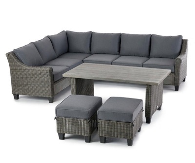 Thornwood 5-Piece All-Weather Wicker Cushioned Patio Sectional Set