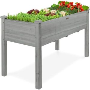 Raised Garden Bed, Elevated Wooden Planter Box w/ Foot Caps - 48x24x30in 