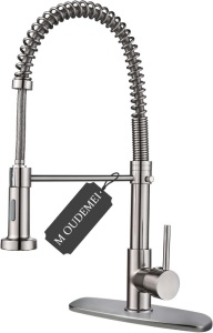 M OUDEMEI Commercial Pull Down Kitchen Sink Faucet with Dual Function Sprayer, Brushed Nickel 