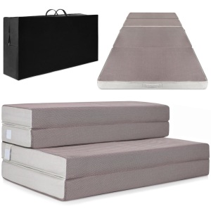 Queen Folding Portable Mattress Topper w/ Plush Foam - 4in 