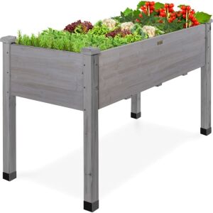 Raised Garden Bed, Elevated Wooden Planter Box w/ Foot Caps - 48x24x30in 