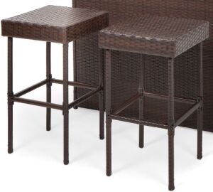 Wicker Patio Bar Stools, Set of 2 - No Hardware 