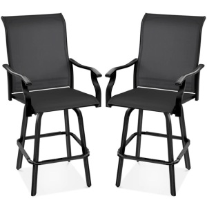 Set of 2 Swivel Barstools w/ 360 Rotation, All-Weather Mesh