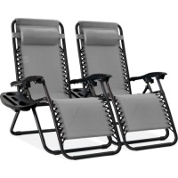 Set of 2 Adjustable Zero Gravity Patio Chair Recliners w/ Cup Holders&nbsp;