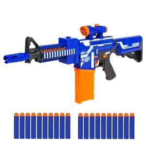 Kids Motorized Foam Dart Blaster w/ High-Capacity Drum, 20 Soft Darts