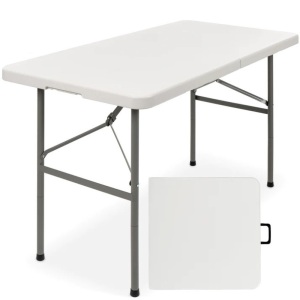 4ft Portable Folding Plastic Dining Table w/ Handle, Lock