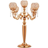 5 Arm Candelabra Candle Holder 26"&nbsp;Centerpiece&nbsp;With Crystal Globes - Appears New&nbsp;