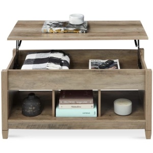 Multifunctional Lift Top Coffee Table w/ Hidden Storage, 3 Cubbies