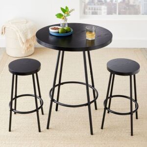 3-Piece Bistro Set Modern Round Counter Height Dining Set w/ 2 Stools 