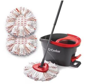 O-Cedar EasyWring Deep Clean Microfiber Spin Mop with Bucket System and 2 Extra Deep Clean Mop Head Refills