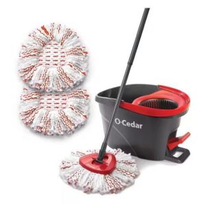 O-Cedar EasyWring Deep Clean Microfiber Spin Mop with Bucket System and 2 Extra Deep Clean Mop Head Refills