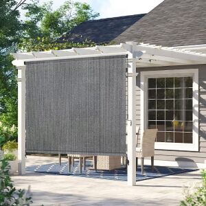 Artpuch Exterior Fabric Blind Gray Cordless Roll Up Shade 6' x 6'