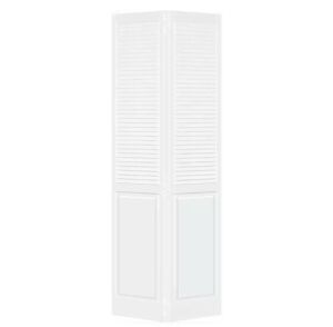 Kimberly Bay 30 in. x 80 in. Traditional Louver Panel White Solid Core Wood Bi-fold Door