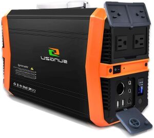Sungzu Solar Portable Power Station 500 Watt with 2 110V AC outlets, 2 DC, 2 USB and 1 Car Charger Outputs 