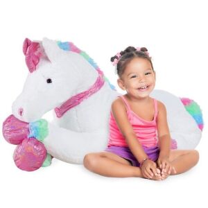 Kids Extra Large Life-Size Plush Rainbow Unicorn Stuffed Animal w/ Soft Fur 